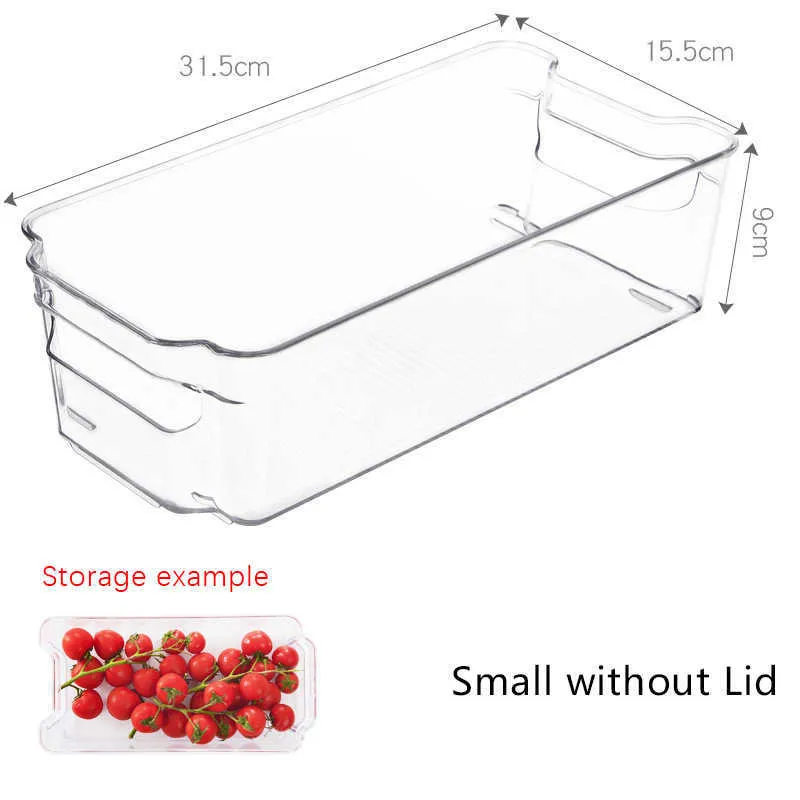 3x Organizer Frigorifero, Contenitori, Cassetti Frigo Salvaspazio, Manici, Alimenti, 10x11x37,5