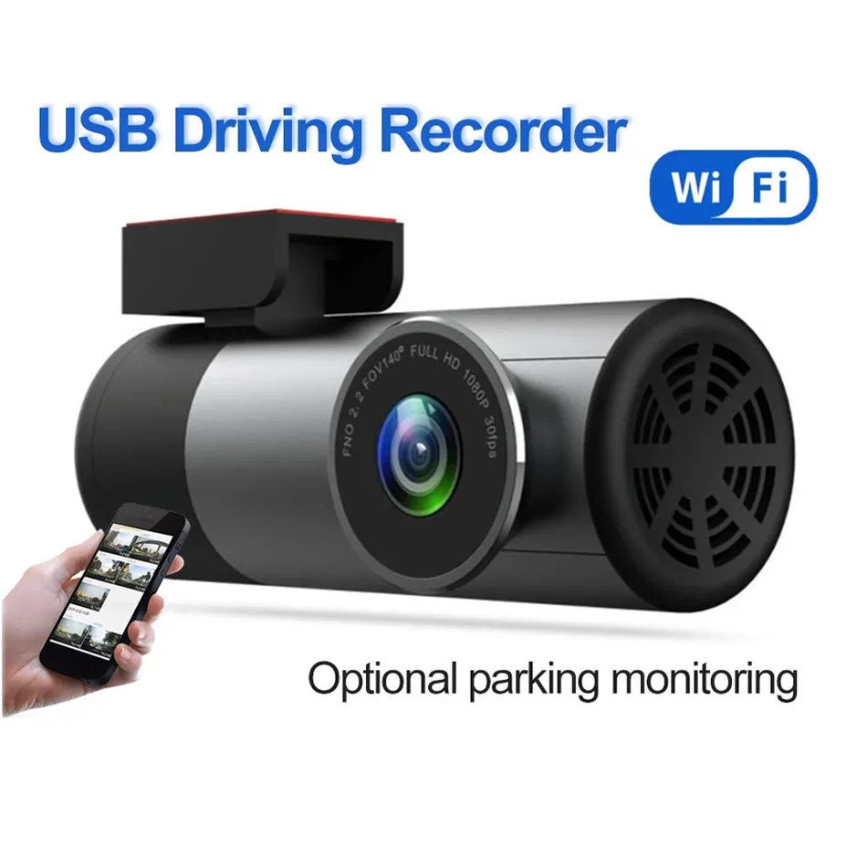 1080P HD Bil DVR Körning Night Vision Wifi Dash Camera Loop Recording 170ﾰ Vidvinkel parkeringsövervakning Videoinspelare V10