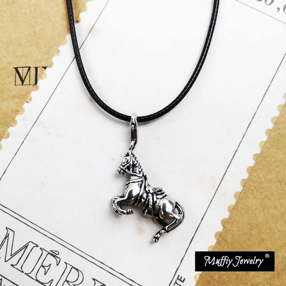 Necklace War Horse 925 Sterling Silver Pendant 2021 Brand New Jewelry Vintage Bijoux Rebel Street Strength Gift For Men Boy Q0531