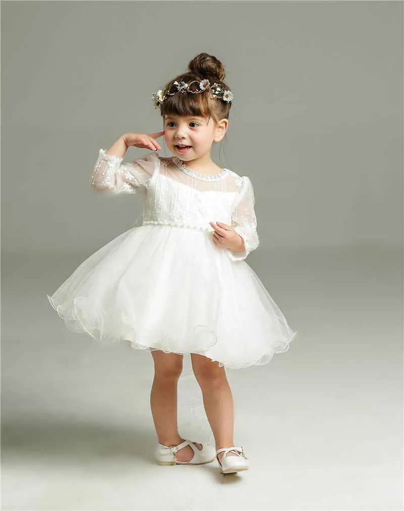 Long sleeve baptism best sale dress