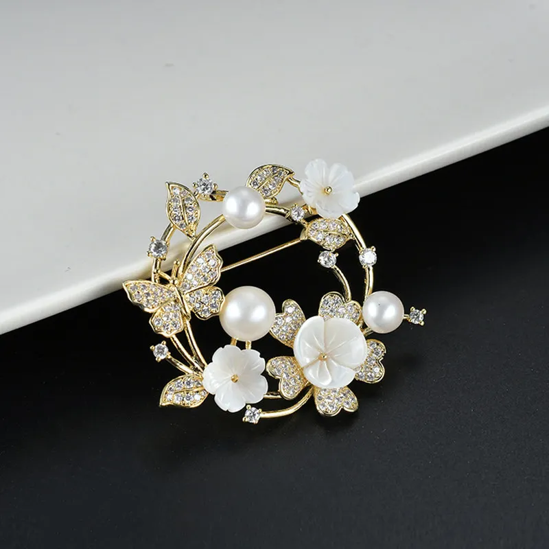 Athens Ladies Pearl Brooch Light Luxury Flower Flower Wedding