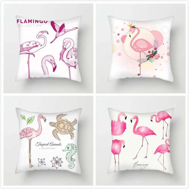 Подушка/декоративная подушка Fuwatacchi розовая фламинго наволочка для птицы цветочная подушка зеленые тропические растения бросают домашнее сафа декор 2021