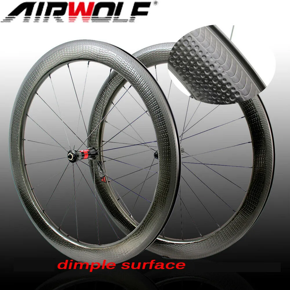 Airwolf 700C Carbon Fiber Quick Release Wheelset Road Bike QR Wheels Clincher Rim Brake Bicycle Wheel 45 50mm Height 25mm Width Custom Logo