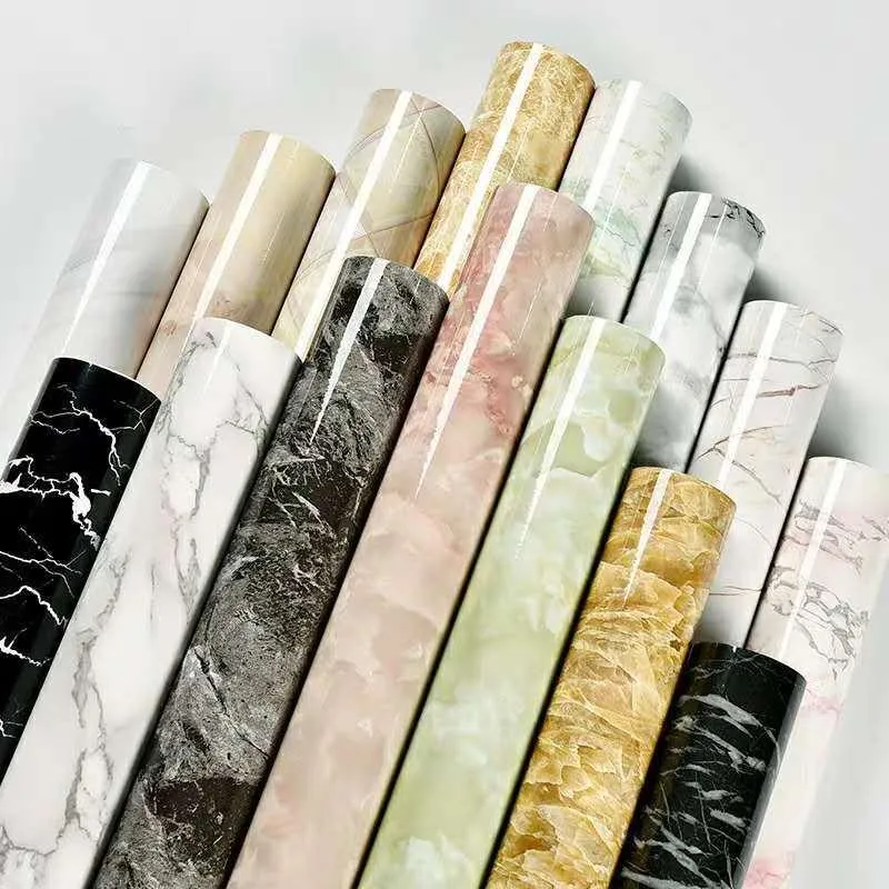 Adesivos de parede Cozinha e bancadas de banheiro à prova de óleo impermeável auto-adesivo padrão de mármore contador tile