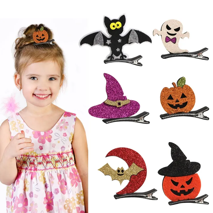 Fun Halloween Halloween Hair Clips For Girls Pumpkin, Little Ghost, And