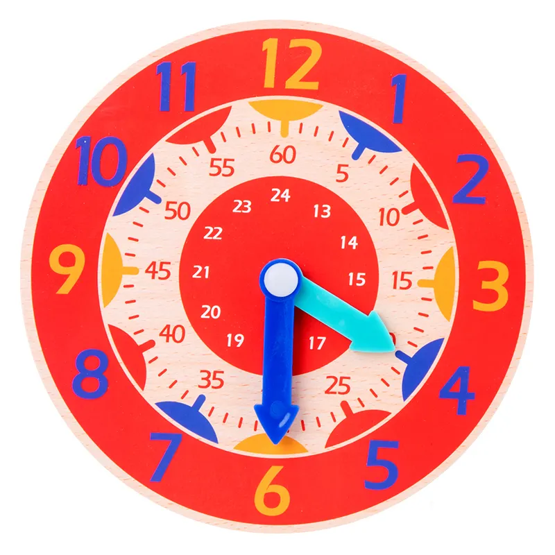 Kids Wooden Learning Clock - Hour, Minute, Second Teaching Toy ...