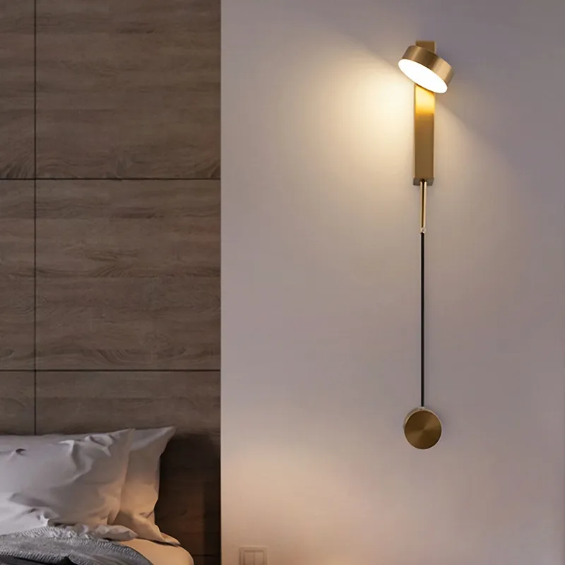 Indoor wall lamps rotation dimming switch modern stai deco sconce livingroom golden led luminaire