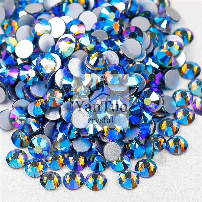 Yantuo Factory Wholesale Black diamond AB Stone Glass Non Hot Fix Flatback Nail Art Crystal Rhinestone