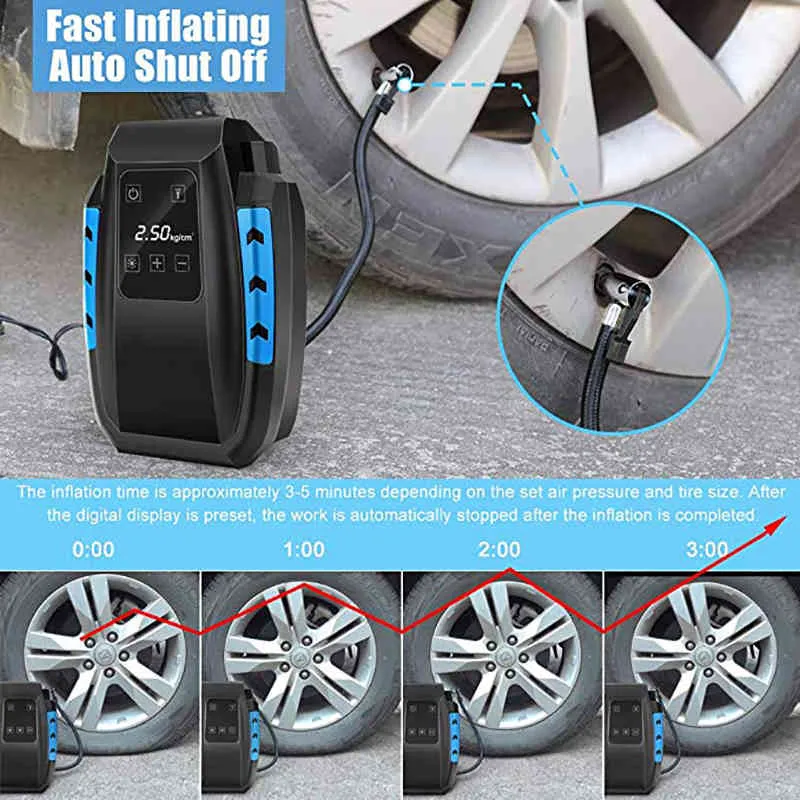  Lightning Deals Tire Inflator Portable Air Compressor Air Pump  for Car Tires - Car Accessories, 12V DC Auto Pump with Digital Pressure  Gauge, 150PSI with Emergency LED Light for Bicycle, Balloons 