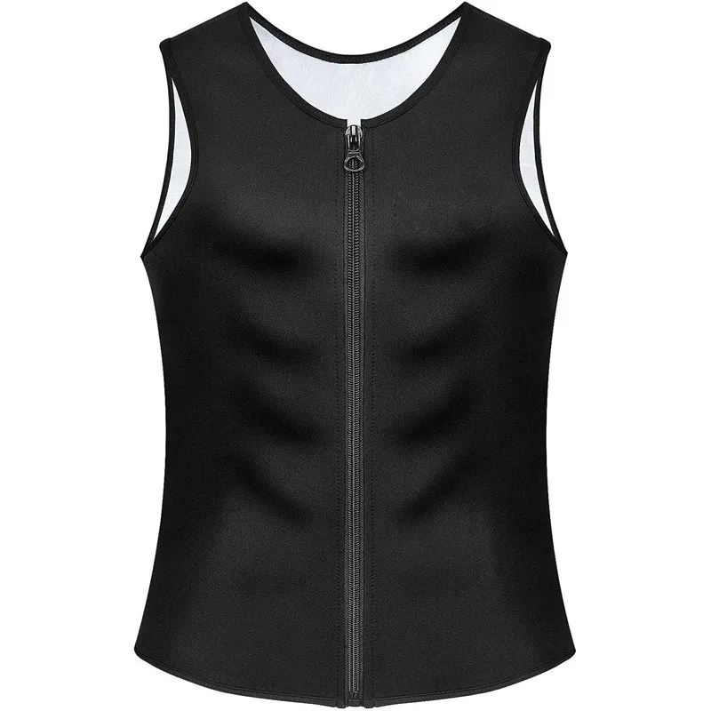 Est Men Sales in Sweat Suit Body Shaper Korsett zur Gewichtsreduktion mit Reißverschluss, Taillentrainer, Weste, Tanktop, Trainingsshirt