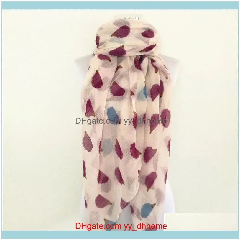 Scarves Women Ladies Fashion Viscose Cotton Hedgehog Print Scarf For Animal Shawl Wrap Neckerchief1