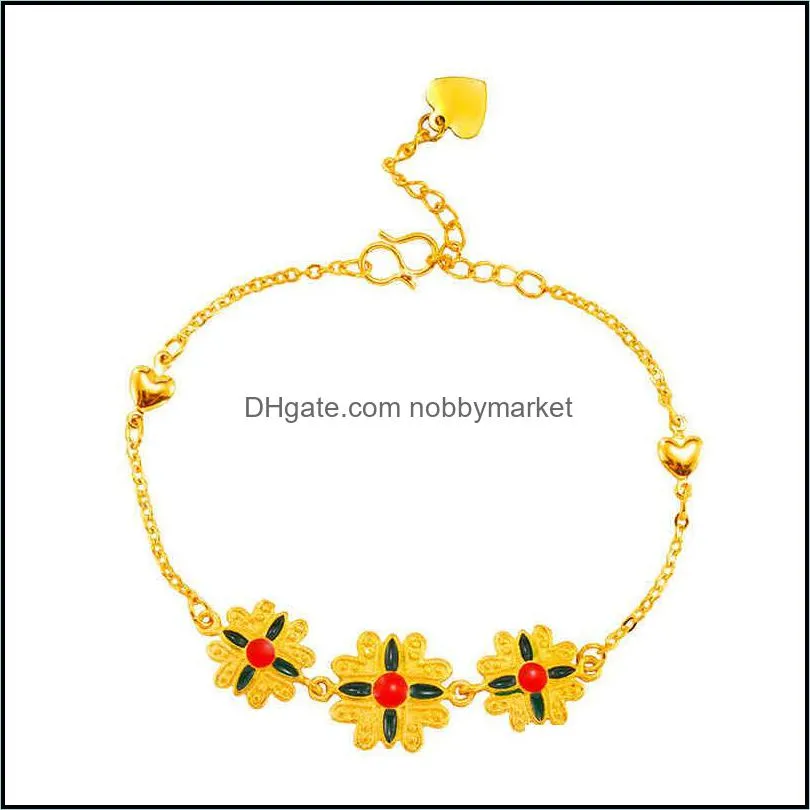 Imitation 24K Necklace clover women`s set jewelry fashion Vietnam gold bracelet Jewelry