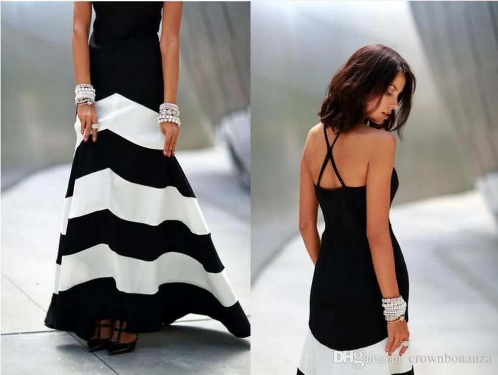 Black and white striped maxi dress womens backless dress summer dresses formal dresses evening Sexy Ladies Stripes Long Maxi Evening dress