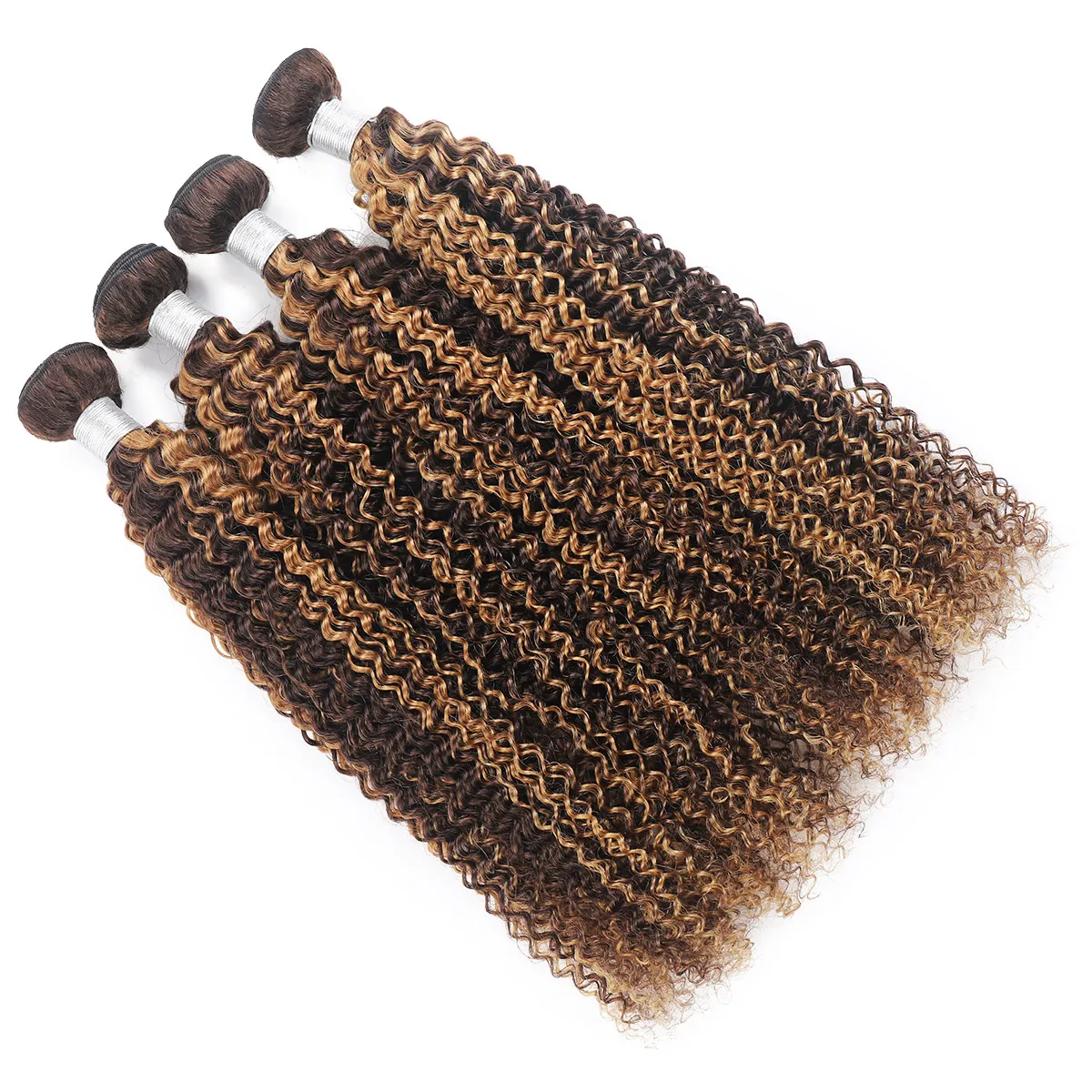 Ishow Wefts Lossa Deep Highlight 4/27 Ombre Färg Brown Human Hair Buntar 8-28INCH Brazilian Body Wave Curly Peruvian Virgn Hårförlängningar för kvinnor Alla åldrar