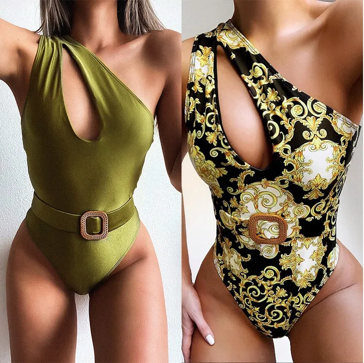 Woman Sexy Flower Print Swimsuits Padded Push Up Women's One-piece Swimwear Outdoor Beach Swimming Bandage Vacation Swimsuits Bathing Suit