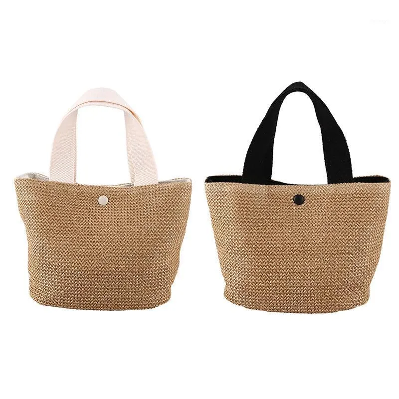 Storage Bags Straw Bag Ladies Hand Woven Basket Handbag Summer Bohemian Beach