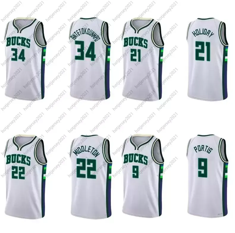 Basketball Jersey Giannis Antetokounmpo 34 Khris Middleton 22 Jrue