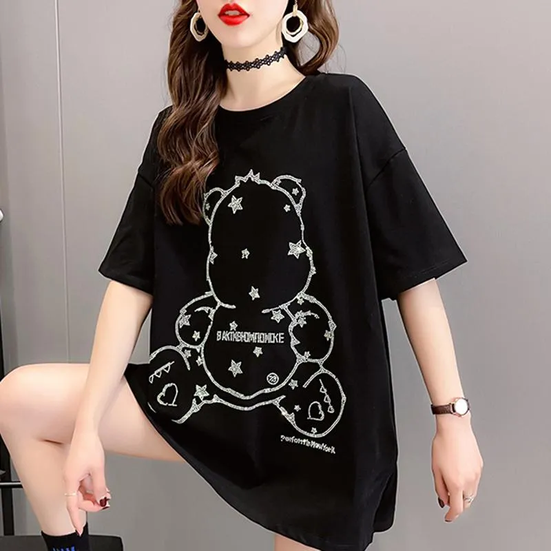 T-shirt das mulheres Kekeplus Store Verão 2021 Moda Impressão Casual Loose T Camisa Mulheres Manga Curta Base Top Base O-pescoço Tees Corean Girl Tshirts Y1