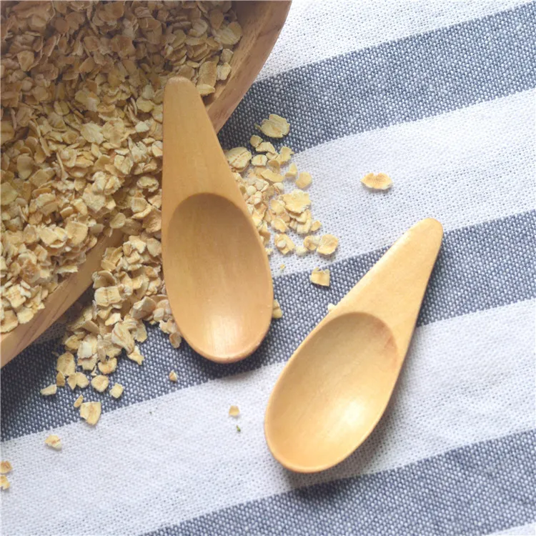 500pcs Cute Melon seed shape Drop-shaped Handmade Mini Wood Tea Scoops Kung Fu Tea Spoon Black Green Tea Shovel Gift