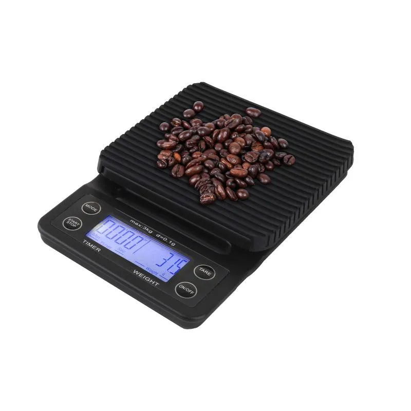 타이머 3kg/0.1g 5kg/0.1g 타이머 휴대용 전자 디지털 주방 고정밀 LCD 스케일이있는 드립 커피 스케일