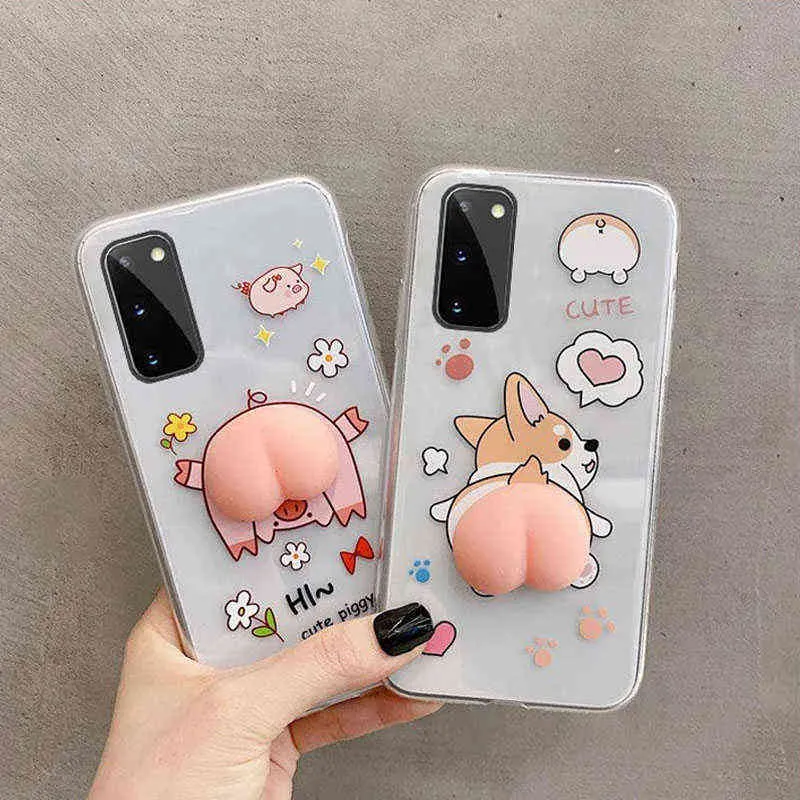 Cute Butt Squishy Fidget Toy Phone Case For Samsung Galaxy S9 S10