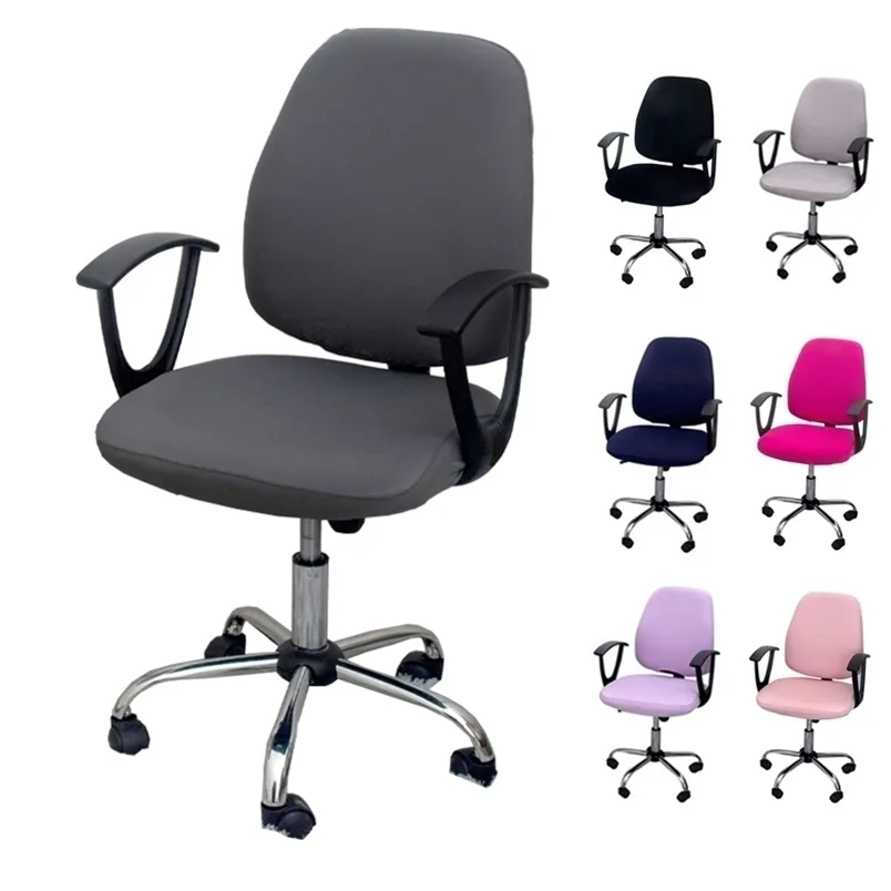 Solid Color Office Chair Cover Sectional Elastic Computer Covers Spandex Stretch Print Rotating Lift Seat Slipcovers Decor 220302