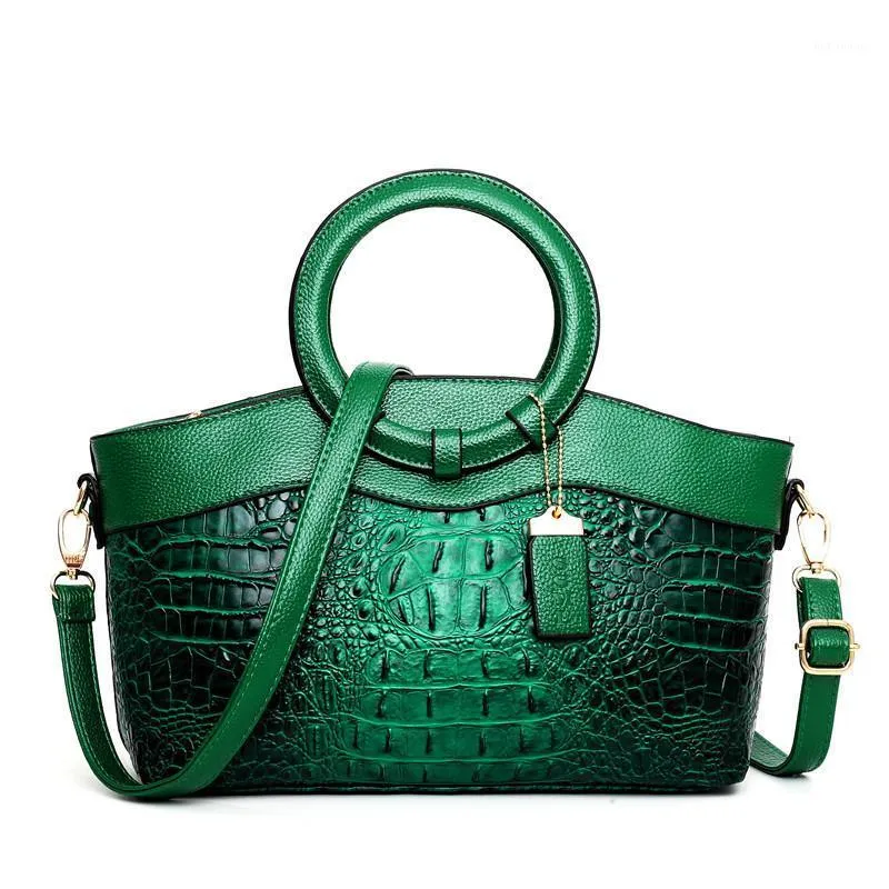 Evening Bags Luxury Handbags Women Designer Crocodile Woman Leather Handbag Ladies Green Party Tote Shoulder