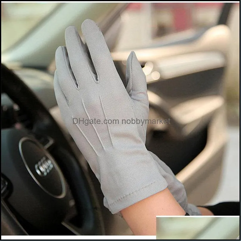 Summer Sun Protection Gloves Male Thin Breathable Anti-Slip Driving Gloves Anti-UV Full Fingers Man Mittens SZ105W1 201020