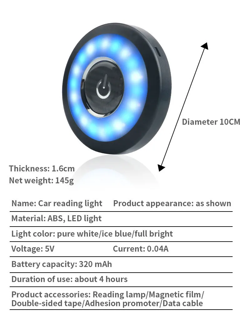 Ambient Light Car LED Reading Lamps Touch Control USB Interior Ceiling ...
