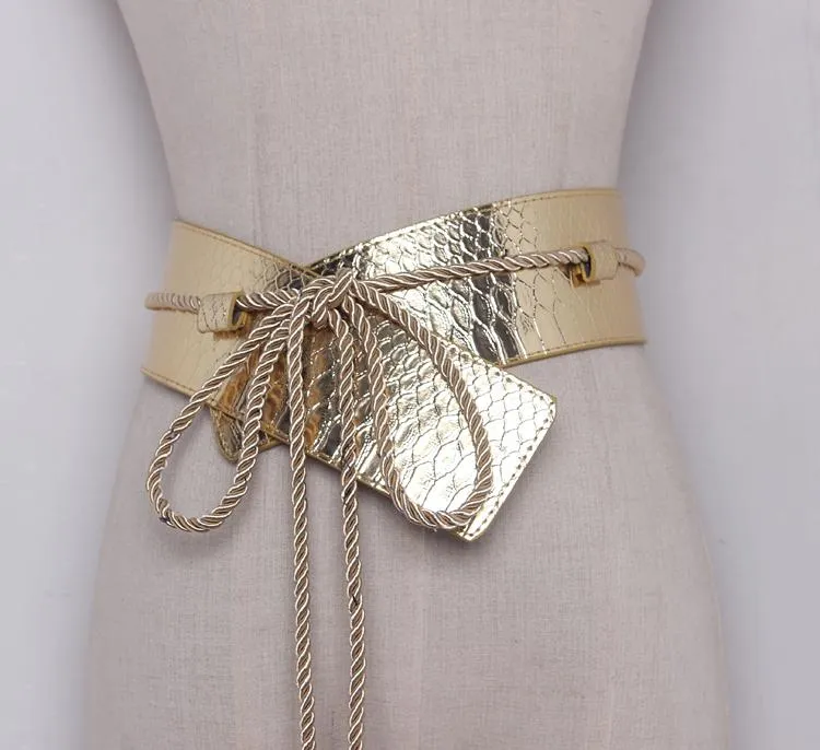 Bälten Kvinnor Runway Fashion Patent Pu Leather Cummerbunds Female Dress Corsets Waistband Decoration Wide Belt R486