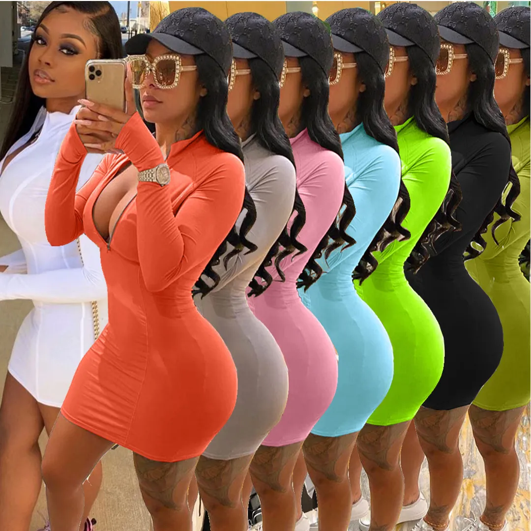 Plus Size Kläder Sexig Bodycon Mini Klänning Långärmad Höst Kläder för Kvinnor Mode Oversized Vestidos Night Party Club Klänningar