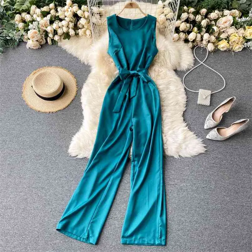 Overso Coreano Para Mujeres: Mono De Piernas Anchas Casuales - Main Image