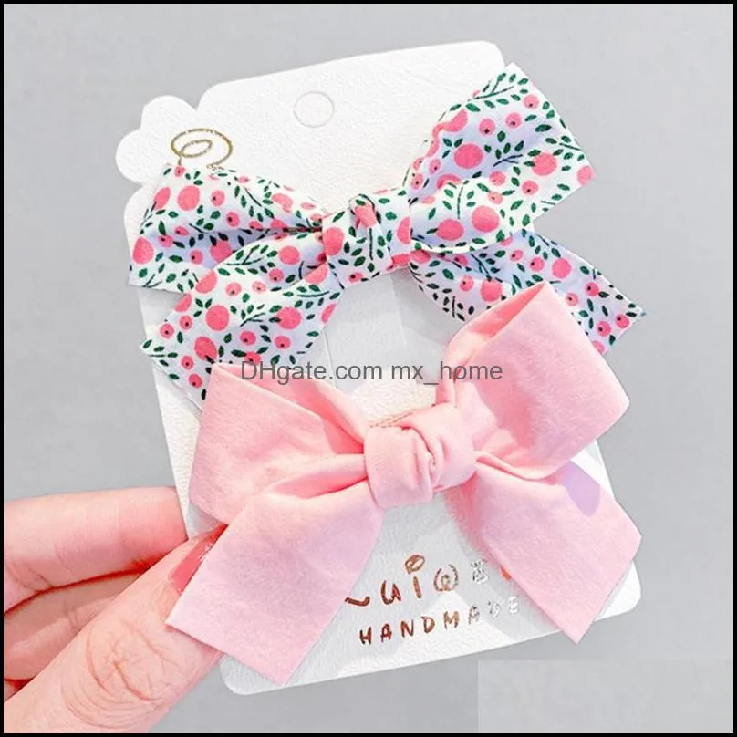 2Pcs/Set Flower Baby Hair Clips Bows For Cute Girls Clip Children Handmade Hairpin Barrettes Headwear Kids Accessories