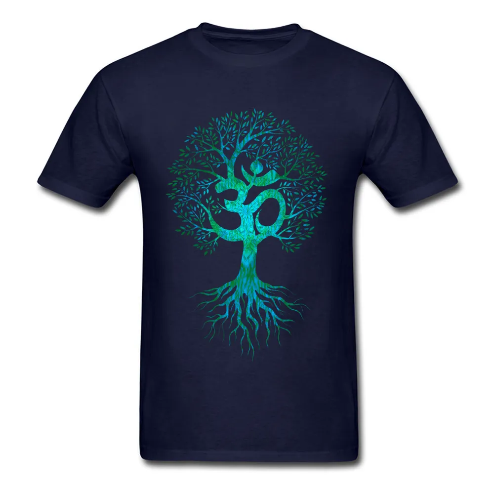  Mens Tshirts Om Tree Of Life Europe Tops & Tees Cotton Fabric O-Neck Short Sleeve Slim Fit Tops Shirt Labor Day Om Tree Of Life navy