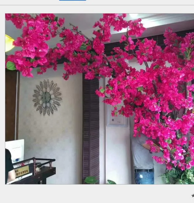 Bougainvillier en soie 120 cm/47.24 "Longueur Fleurs artificielles Bougainvilleas Spectabilis Willd Wintersweet Plum Blossom pour mariage