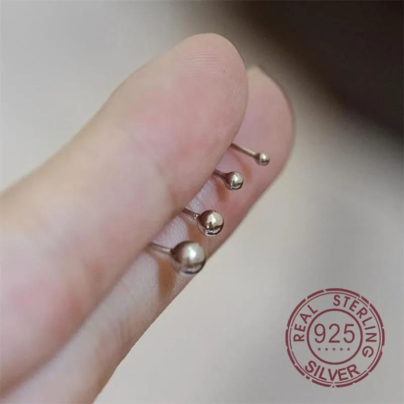 Stud Cute Mini Earrings For Women Girls S999 Silver Ball 2021 Cartilage Ear Piercing Jewelry Tiny Earings Gifts