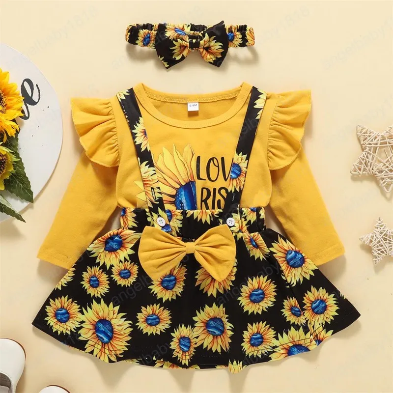  Conjunto de ropa de bebé niña con lazo para el pelo, 3