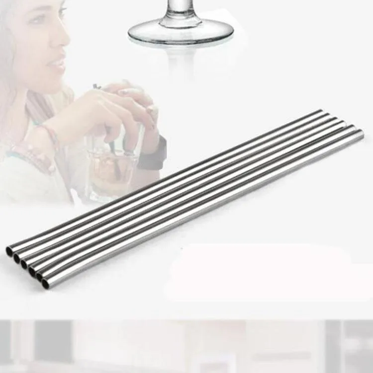 Reusable stainless steel straight bent drinking straw durable metal straws bar family kitchen accessory for 15oz 20oz 30oz sublimation straights tumbler FY4703