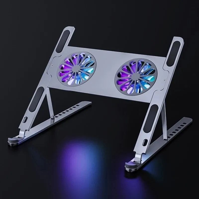 Aluminum Adjustable Laptop Stand For Macbook Computer PC iPad Tablet Support Notebook Stand Cooling Fan Pad Laptop Holder Base