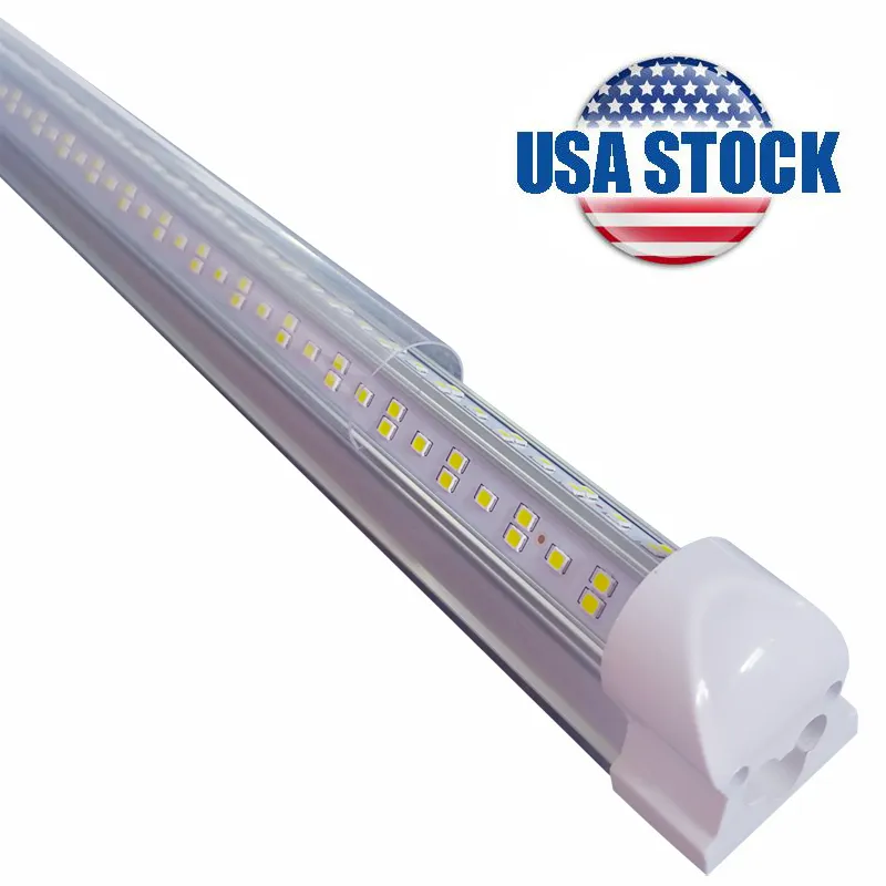 8 Fuß LED T8 4 Fuß Leuchtstoffröhre, zweireihig, Smd2835-Röhren, 72 W, integrierte 2,4 m lange LEDs, Ladenbeleuchtung, 25er-Pack, Lagerbestand in den USA, LED-Leuchtstofflampen, hellste Beleuchtung für Geschäfte