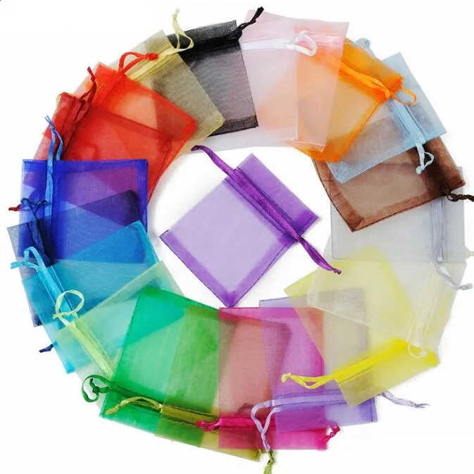 25Colors 7x9cm Small Wrap Organza Presentväskor Smycken Förpackning Bröllopsfest Favdrar Gifts Candy Sugar Pack påse