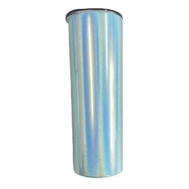 Sublimação Glitter Skinny Tumbler 20oz Brilhante Brilhante Tumblers de Aço Inoxidável Vácuo Tapo Cup DIY Caneca de viagem 93 S2