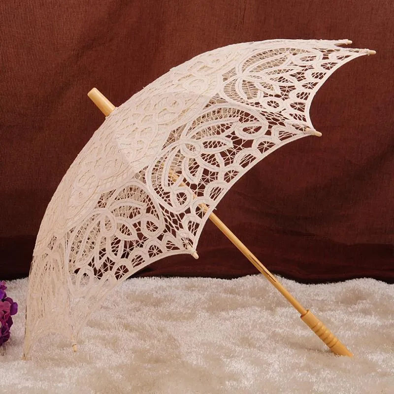 Guarda-chuvas Qunyingxiu Elegante Cobertura de Artesanato Algodão Cosplay Madeira Clássica para Noiva Eastern Bumbershoot