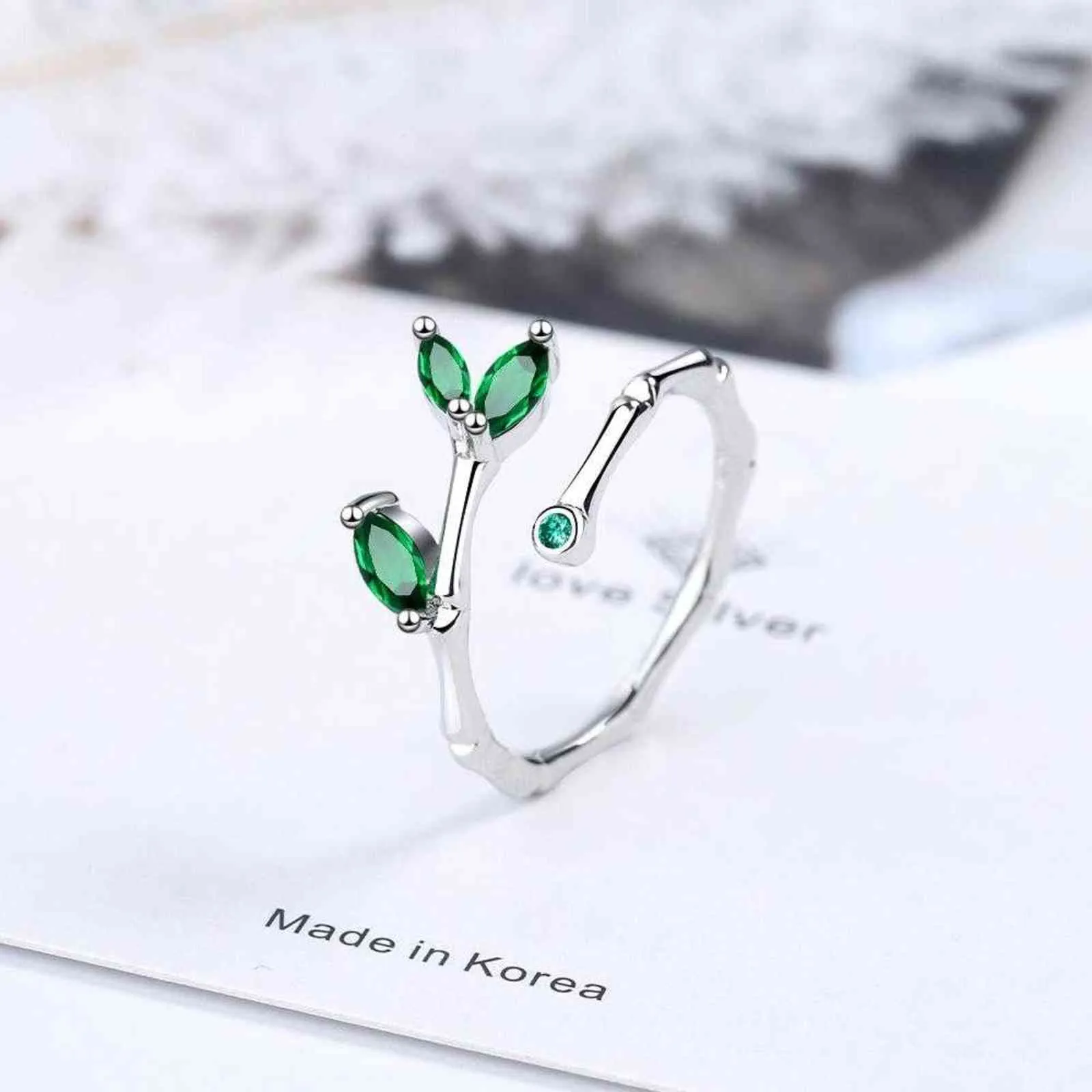 Todorova mode cristal vert Zircon feuilles Branches anneau pour femmes bijoux femme redimensionnable anneaux d'ouverture G1125