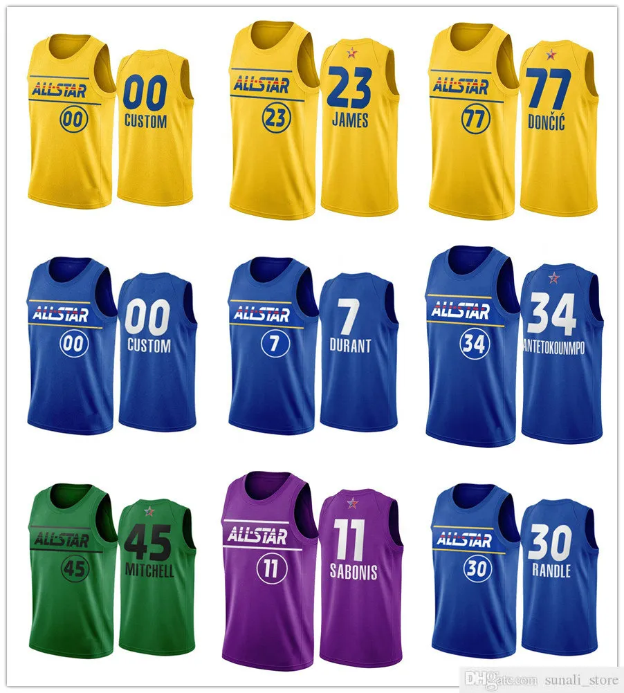 2021 All-Star Kevin Durant Irving 11 Kyrie Joel 21 Embiid Leonard Kawhi  Bradley Beal Jayson Tatum Damian Lillard Chris Paul Jersey