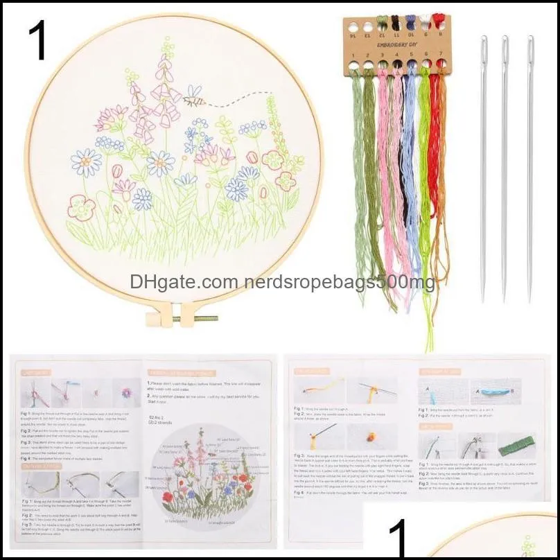 Other Arts And Crafts Sewing Craft Kit Hand-stitched Needlework Tools Round Cross Stitch Printed Beginner Embroidery Set