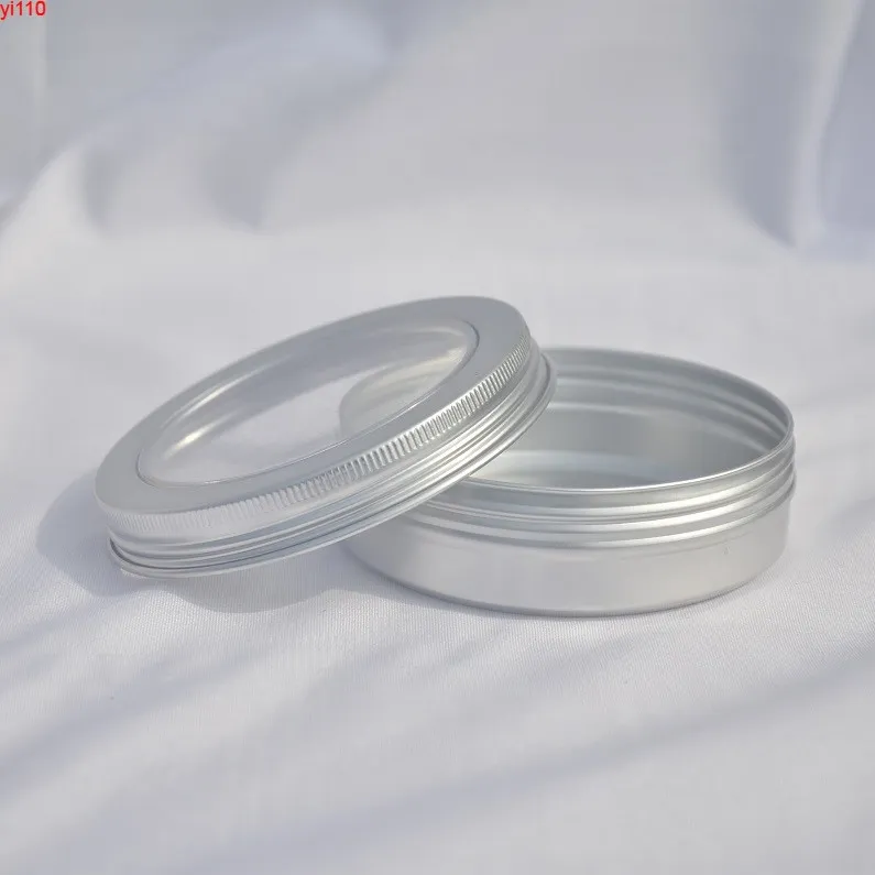 100g 100ml argent vide rond en aluminium boîtes de conserve bouteille avec couvercles de fenêtre boîte de lucarne crème thé pot de haute qualité