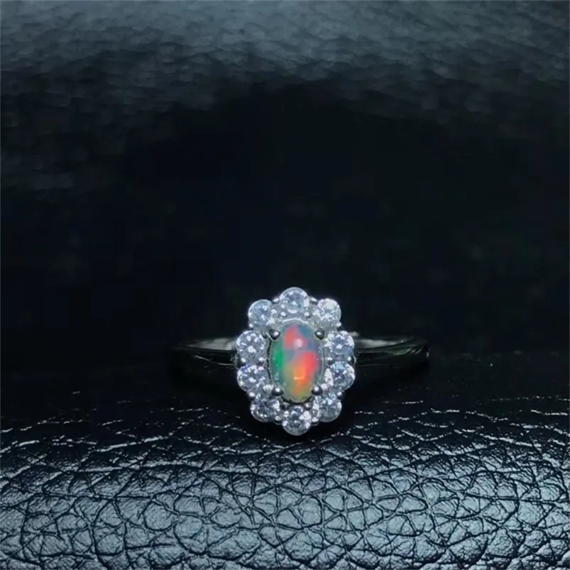 Naturalna opalowa kobieta pierścienie Zmiana koloru ognia tajemniczy 925 srebro regulowany rozmiar 220211