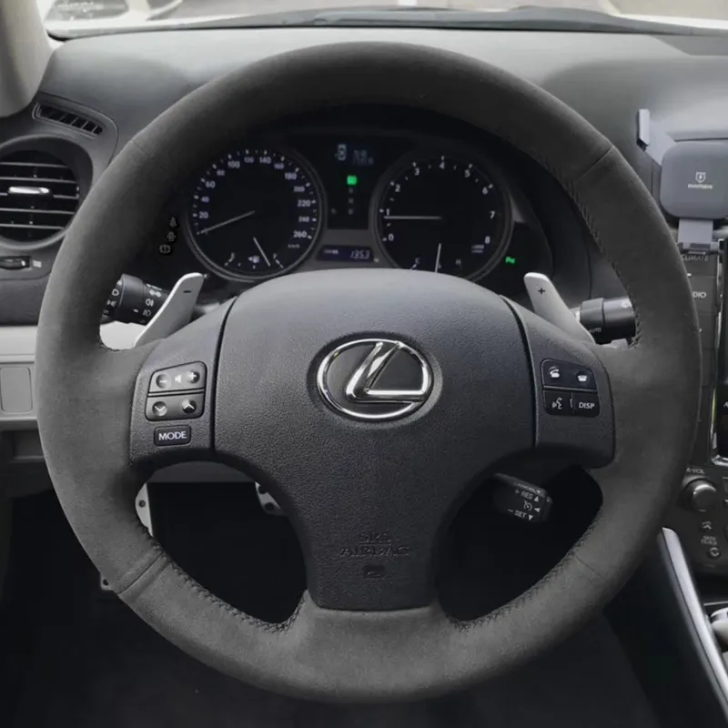 För Lexus är ES LS NX RX300 DIY Custom Suede Leather Hand-Sewn Special Car Interior Steering Wheel Cover271e