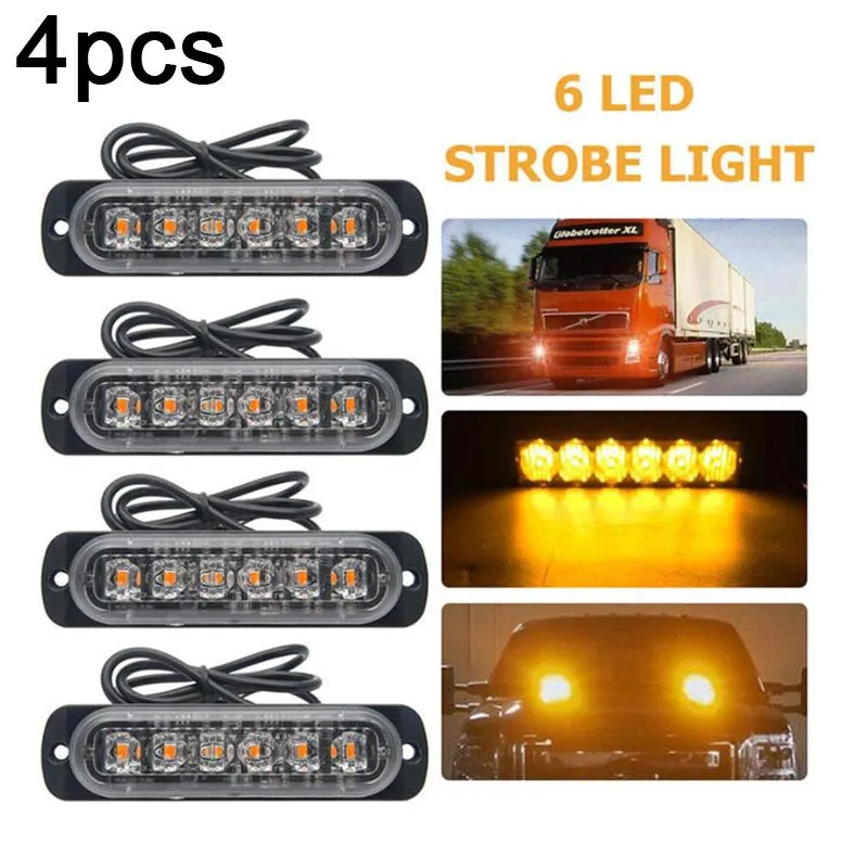 Emergency Lights Flashing Side Marker Blinking Amber LED Light Bar For Car Vehicle Strobe Warning Lamp Grille